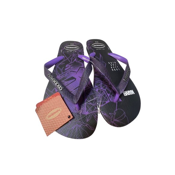 Havaianas Marvel Black Panther Flip Flops Size 13 Black & Purple Rubber Mens San - Picture 2 of 4